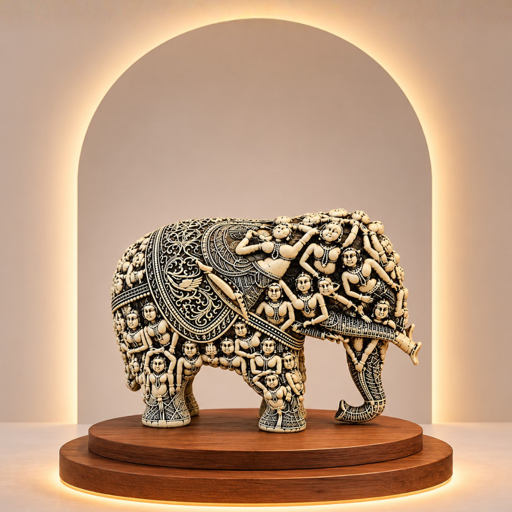 Handcrafted 3D Designer Elephant Statue for Home Décor –Polyresin |