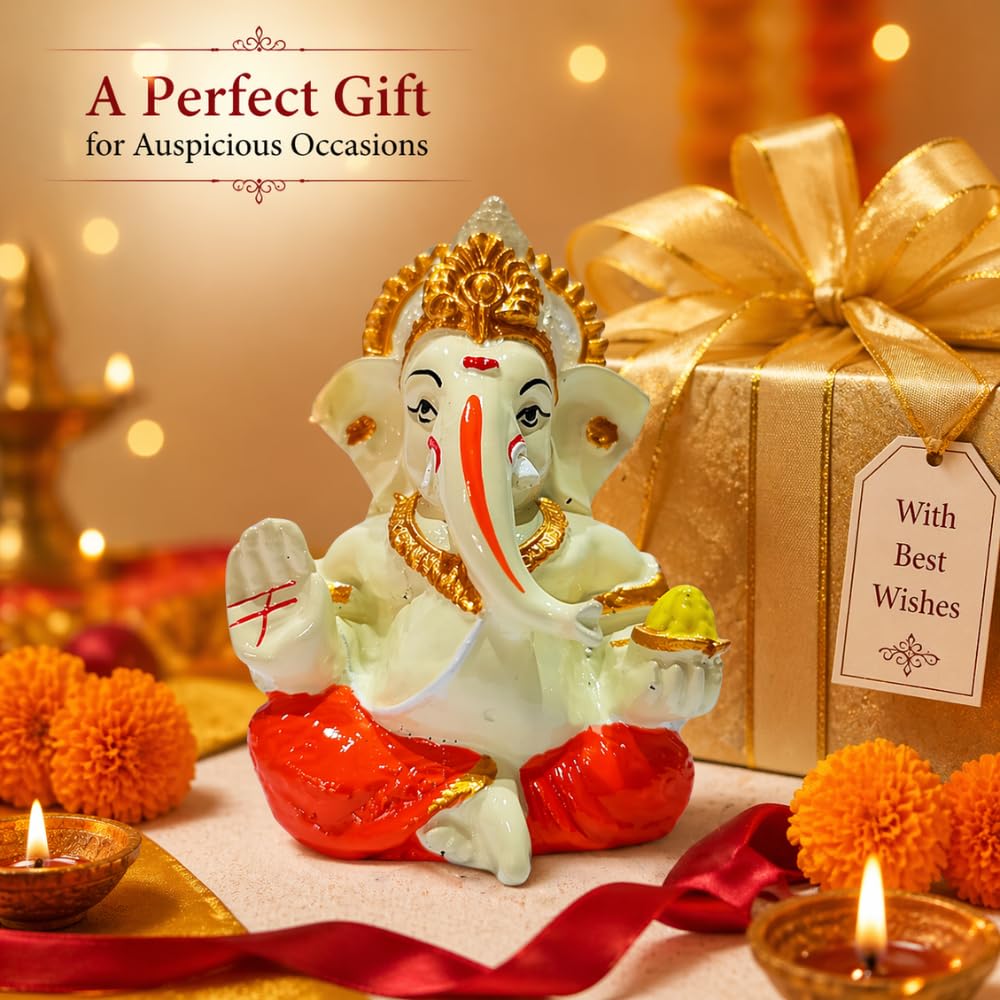 Ganesha Idol for Car Dashboard & Home Decor – | Golden