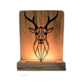 Metal Deer LED Table Lamp Pine Wood Base,Laser Cut Design,9x7 inches,Decorative Ambient Lighting Modern Style. (Deer)
