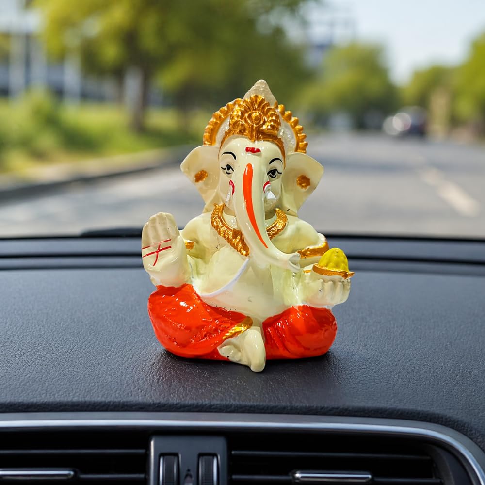 Ganesha Idol for Car Dashboard & Home Decor – | Golden