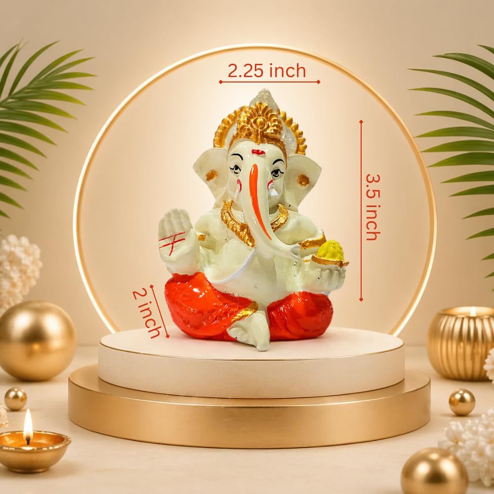 Ganesha Idol for Car Dashboard & Home Decor – | Golden