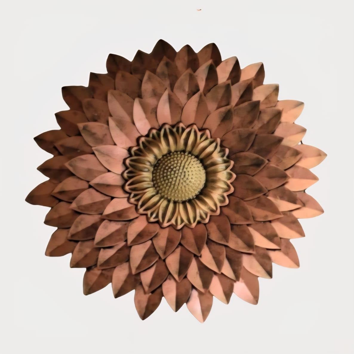Metal Designer Flower Wall Decor - Size 21 X 21 inch (Copper Brown)