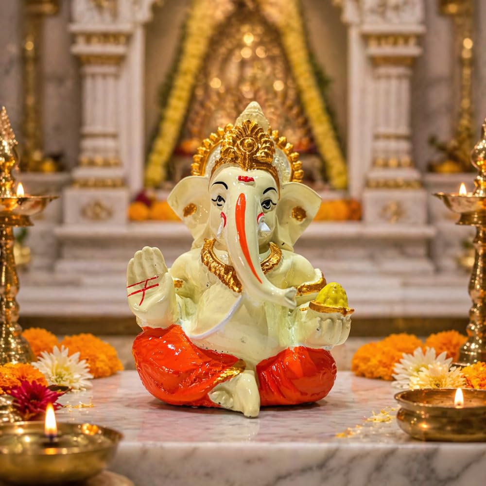 Ganesha Idol for Car Dashboard & Home Decor – | Golden