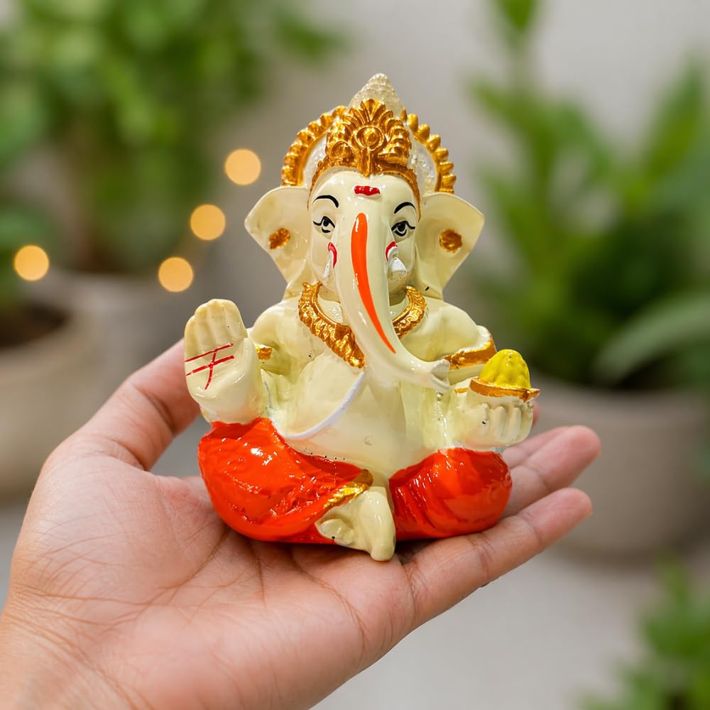 Ganesha Idol for Car Dashboard & Home Decor – | Golden