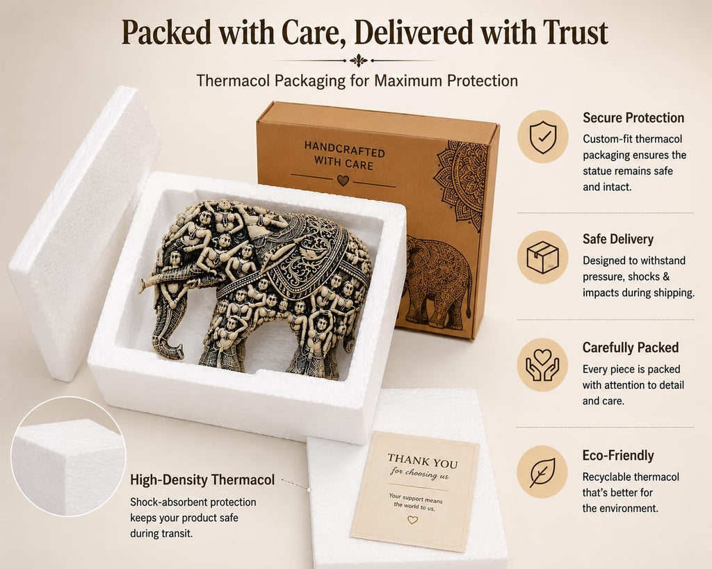 Handcrafted 3D Designer Elephant Statue for Home Décor –Polyresin |