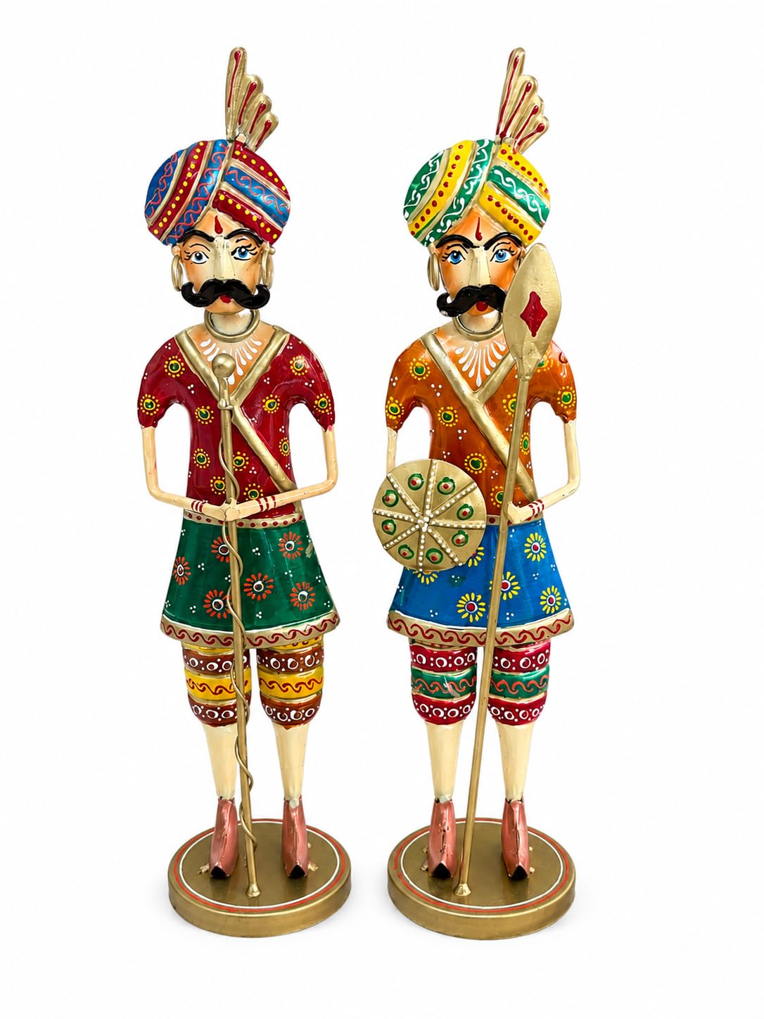 Handcrafted Metal Rajasthani Chowkidar Set of 2 | Traditional  | 15 Inch