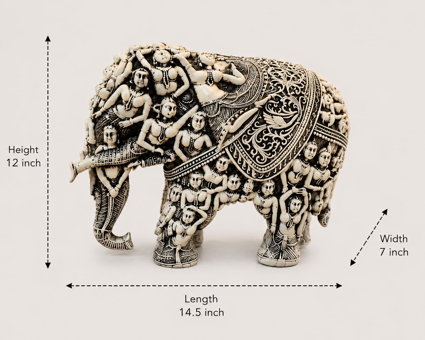 Handcrafted 3D Designer Elephant Statue for Home Décor –Polyresin |