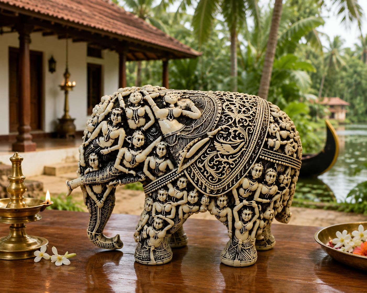Handcrafted 3D Designer Elephant Statue for Home Décor –Polyresin |