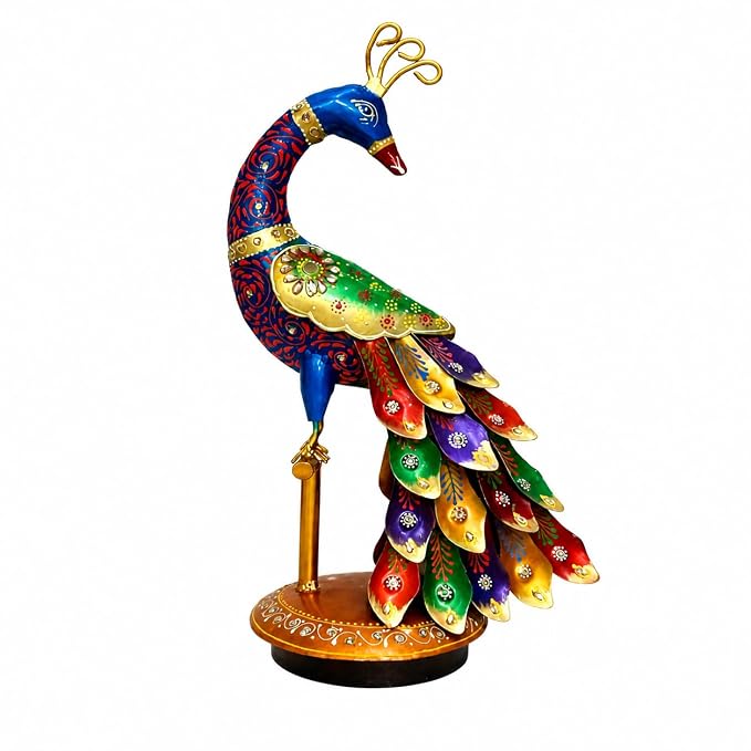Metal designer peacock stand multicolour