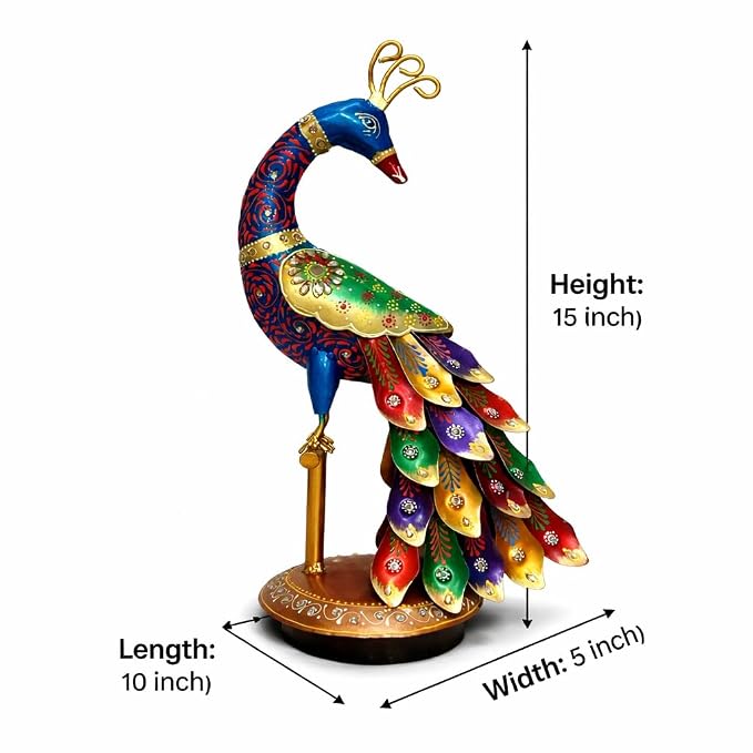 Metal designer peacock stand multicolour