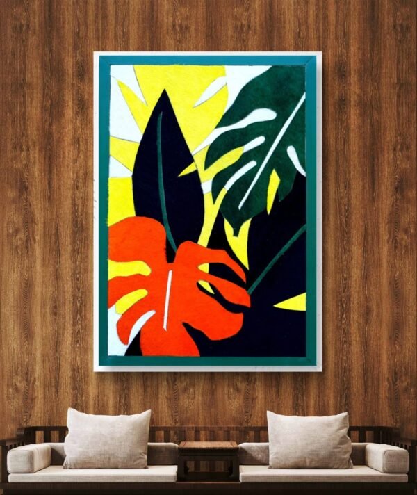 SETHI AESTHETIC Luxury Leather Leaf Wall Art Frame for Home & Office Wall Decor | 12x16 Inch Decorative Wall Décor | Premium Leather Artwork with MDF Base - Image 5