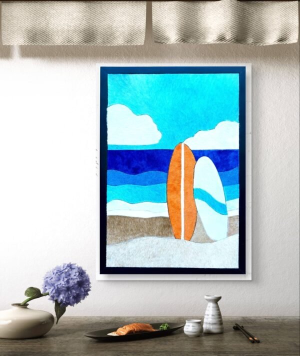 SETHI AESTHETIC Luxury Leather Surfing Wall Art Frame for Home & Office Wall Decor | 12x16 Inch Decorative Wall Décor | Premium Leather Artwork with MDF Base - Image 6