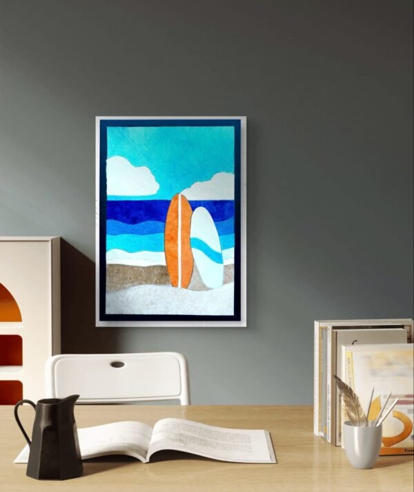SETHI AESTHETIC Luxury Leather Surfing Wall Art Frame for Home & Office Wall Decor | 12x16 Inch Decorative Wall Décor | Premium Leather Artwork with MDF Base - Image 5