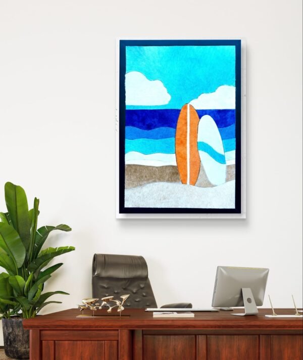 SETHI AESTHETIC Luxury Leather Surfing Wall Art Frame for Home & Office Wall Decor | 12x16 Inch Decorative Wall Décor | Premium Leather Artwork with MDF Base - Image 4