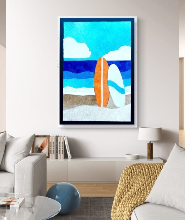 SETHI AESTHETIC Luxury Leather Surfing Wall Art Frame for Home & Office Wall Decor | 12x16 Inch Decorative Wall Décor | Premium Leather Artwork with MDF Base - Image 3