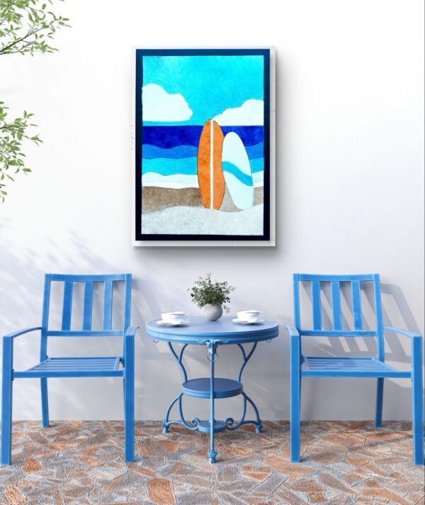 SETHI AESTHETIC Luxury Leather Surfing Wall Art Frame for Home & Office Wall Decor | 12x16 Inch Decorative Wall Décor | Premium Leather Artwork with MDF Base - Image 2