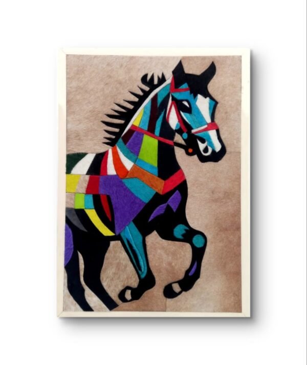 Luxury Horse Portrait Wall Art Frame | 12x16 Inch Decorative Wall Décor for Home & Office | Premium leather Artwork with MDF Base