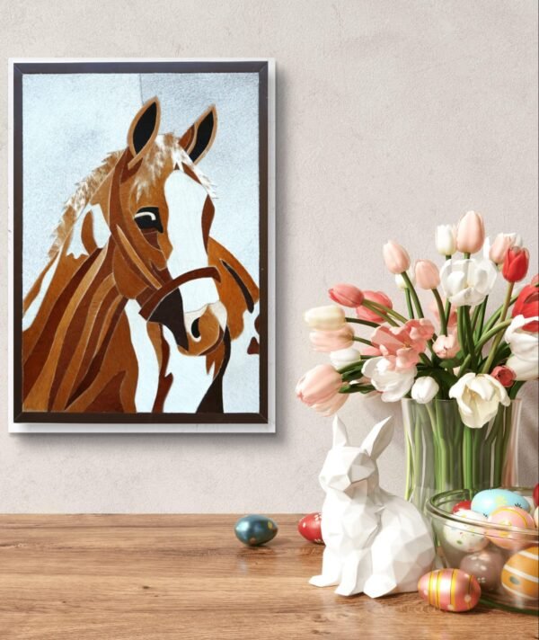 SETHI AESTHETIC Luxury Leather Brown Horse Wall Art Frame for Home & Office Wall Decor | 12x16 Inch Decorative Wall Décor | Premium Leather Artwork with MDF Base - Image 5