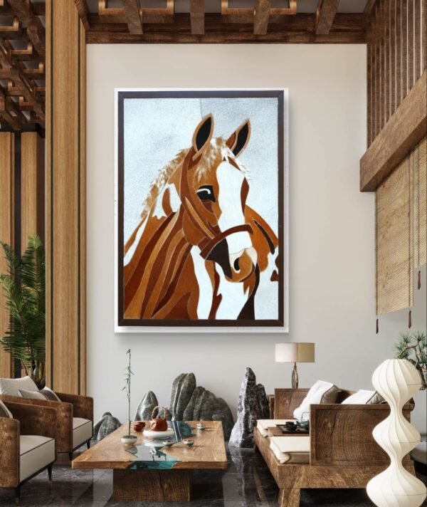 SETHI AESTHETIC Luxury Leather Brown Horse Wall Art Frame for Home & Office Wall Decor | 12x16 Inch Decorative Wall Décor | Premium Leather Artwork with MDF Base - Image 4