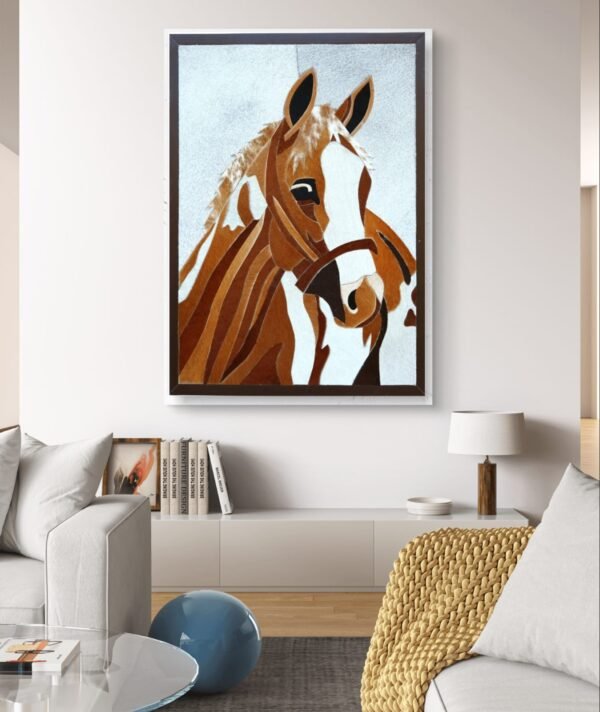 SETHI AESTHETIC Luxury Leather Brown Horse Wall Art Frame for Home & Office Wall Decor | 12x16 Inch Decorative Wall Décor | Premium Leather Artwork with MDF Base - Image 3