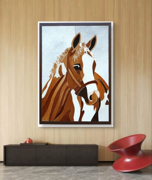 SETHI AESTHETIC Luxury Leather Brown Horse Wall Art Frame for Home & Office Wall Decor | 12x16 Inch Decorative Wall Décor | Premium Leather Artwork with MDF Base