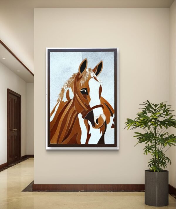 SETHI AESTHETIC Luxury Leather Brown Horse Wall Art Frame for Home & Office Wall Decor | 12x16 Inch Decorative Wall Décor | Premium Leather Artwork with MDF Base - Image 2