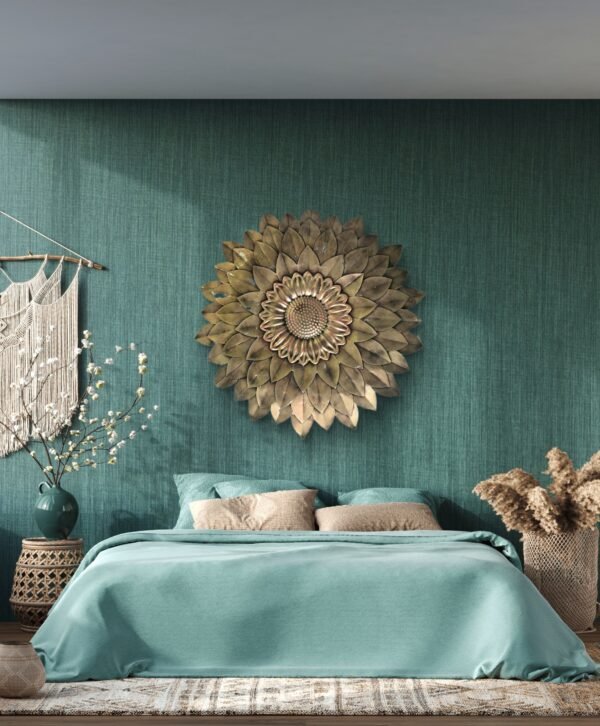 SETHI AESTHETIC Metal Flower Wall Decor (Antique Gold) - Image 4