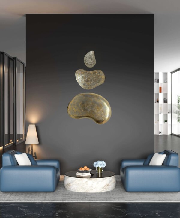 Sethi Aesthetic Handmade Pebble Shape Stone Finish Wall Art Piece - Image 5