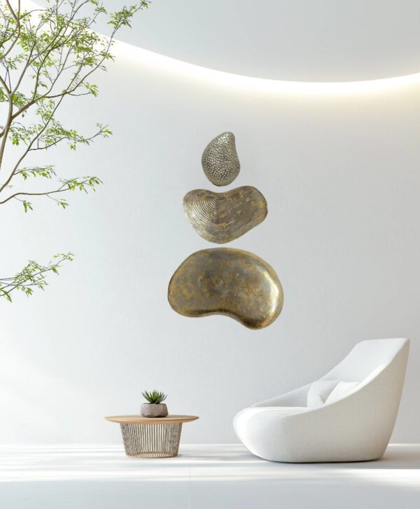Sethi Aesthetic Handmade Pebble Shape Stone Finish Wall Art Piece