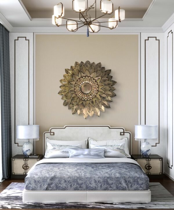 SETHI AESTHETIC Metal Flower Wall Decor (Antique Gold) - Image 2