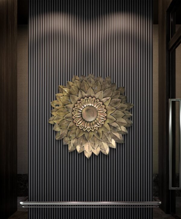 SETHI AESTHETIC Metal Flower Wall Decor (Antique Gold) - Image 6