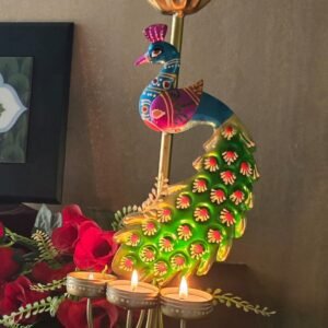 Handpainted Peacock tealight holder-Single