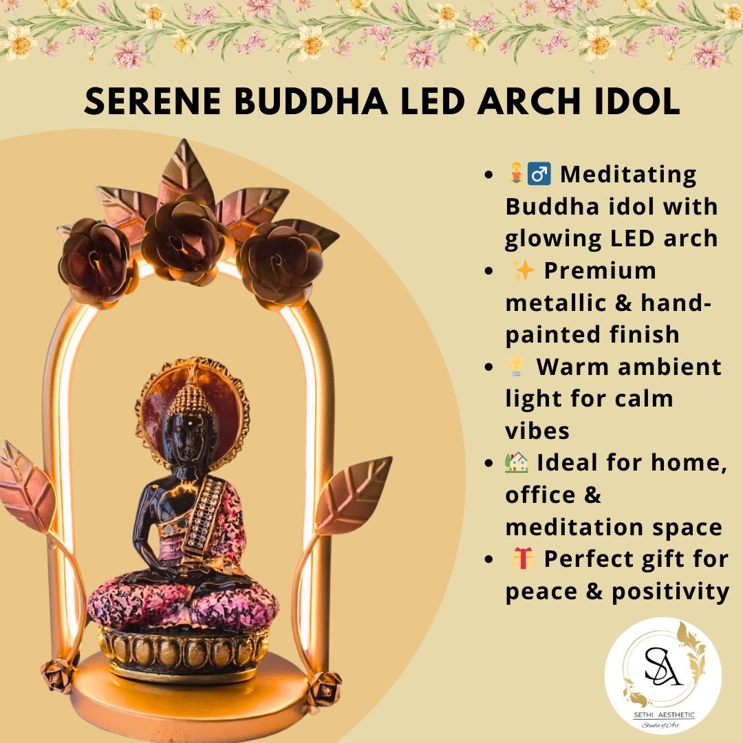 Lord Krishna Metal Figurine with LED Arch Frame | Handcrafted Decorative Showpiece for Home Temple & Living Room | Premium Tabletop Décor |10x6x13.5 Inch (Metal Frame Krishna) - Image 5